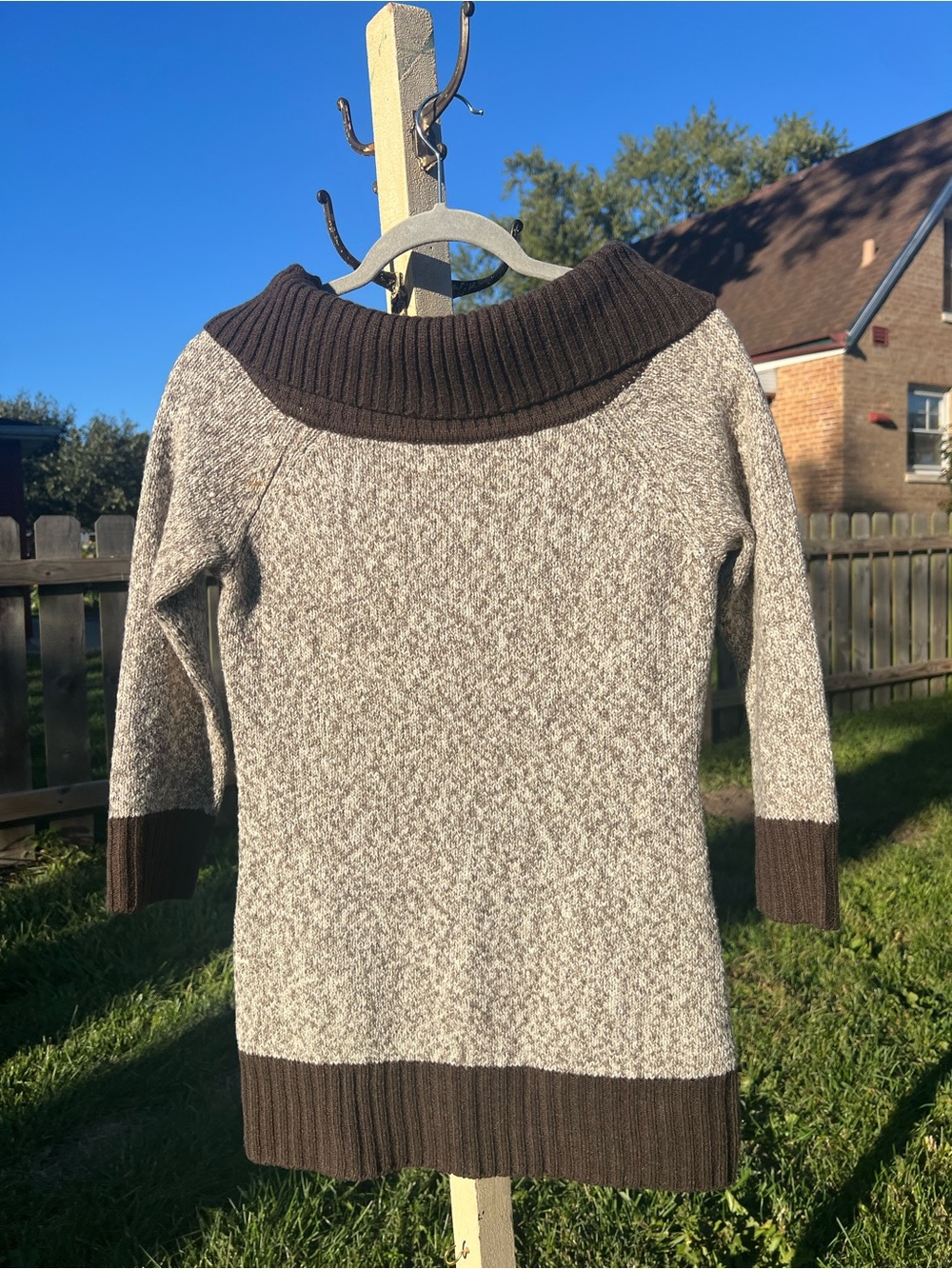 Outback Red Wool Blend Boat Neck Sweater Brown Oatmeal S